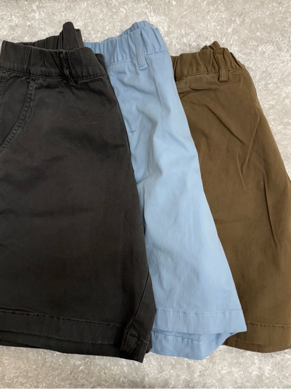 Men's Flat Front Stretch Shorts in Black, Light Blue & Brown - Versatile Pack